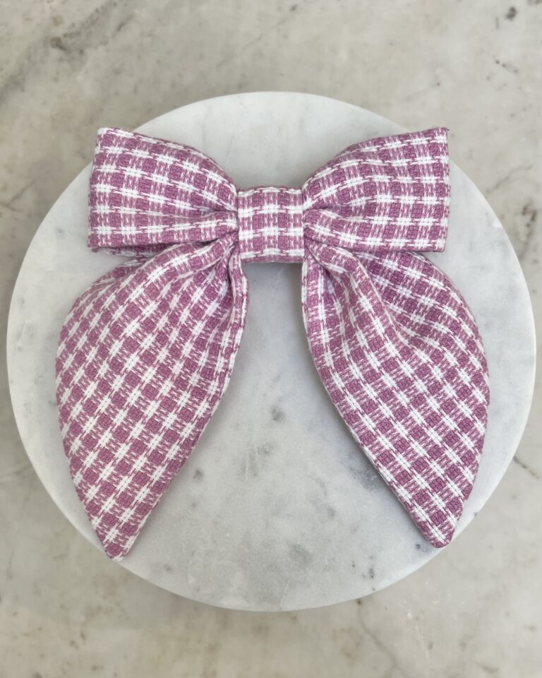 Laço Lina estruturado em tweed mesclado rosa e off-white